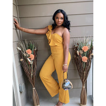 Load image into Gallery viewer, One Shoulder ruffle Jumpsuit
