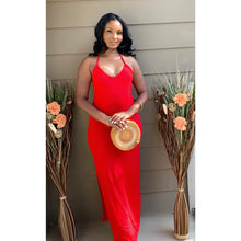 Load image into Gallery viewer, Red Cross back Maxi dress
