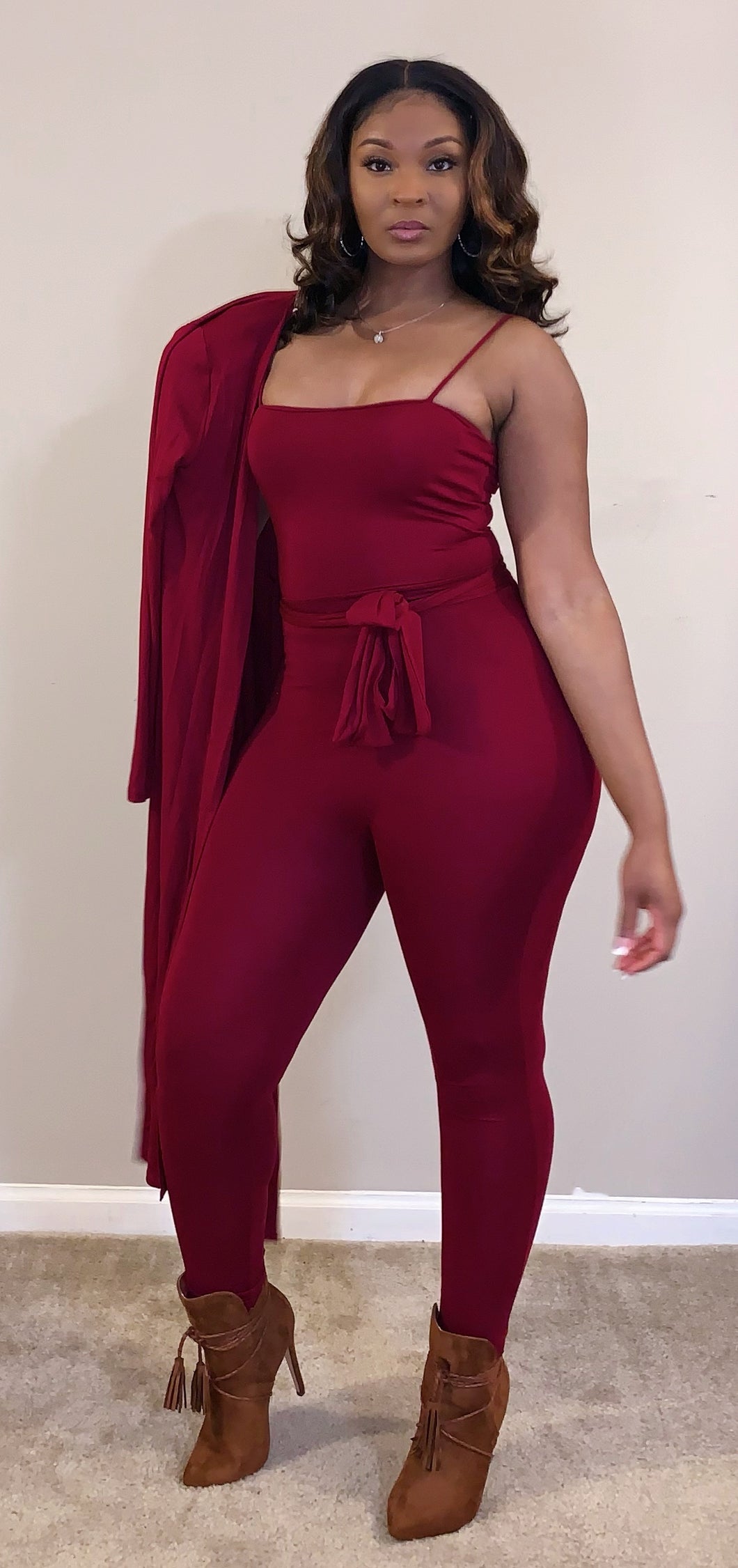 Jumpsuit Set (Wine)